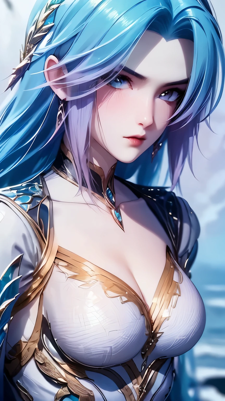 
1girl, backlighting, bare shoulders,  blurry, blurry background, blush, breasts, choker, cleavage, closed mouth, collarbone, earrings, forehead,  hair over shoulder, jewelry, long hair, looking down,red lips, shadow, solo, thick eyebrows, thick eyelashes, 
, ((masterpiece)), walking on water in a storm, masterpiece, best quality, high quality, extremely detailed CG unit 8k wallpaper, award winning photography, Bokeh, Depth of Field, HDR, bloom, Chromatic aberration, photorealistic, extremely detailed, trending on artstation, trending on CGsociety, intricate, high detail, dramatic, mid-journey art, volumetric lighting
