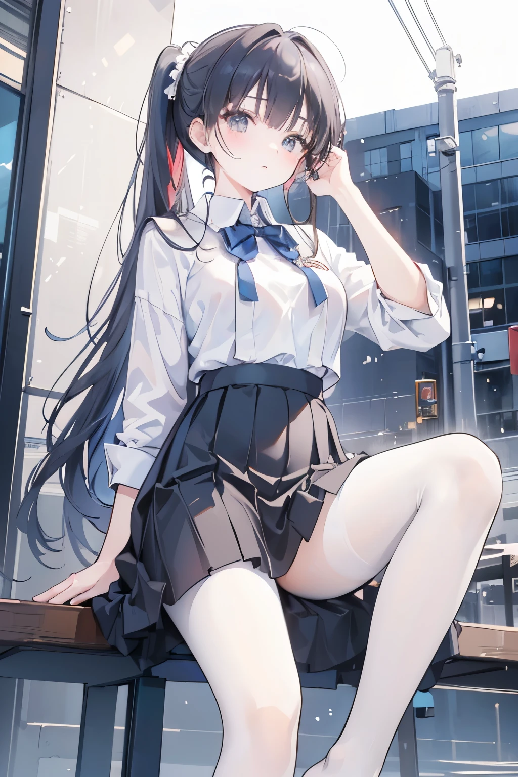 Japanese 、high school student、Lift up your skirt、Showing panties、Blushing、白いShowing panties、Pull up your skirt