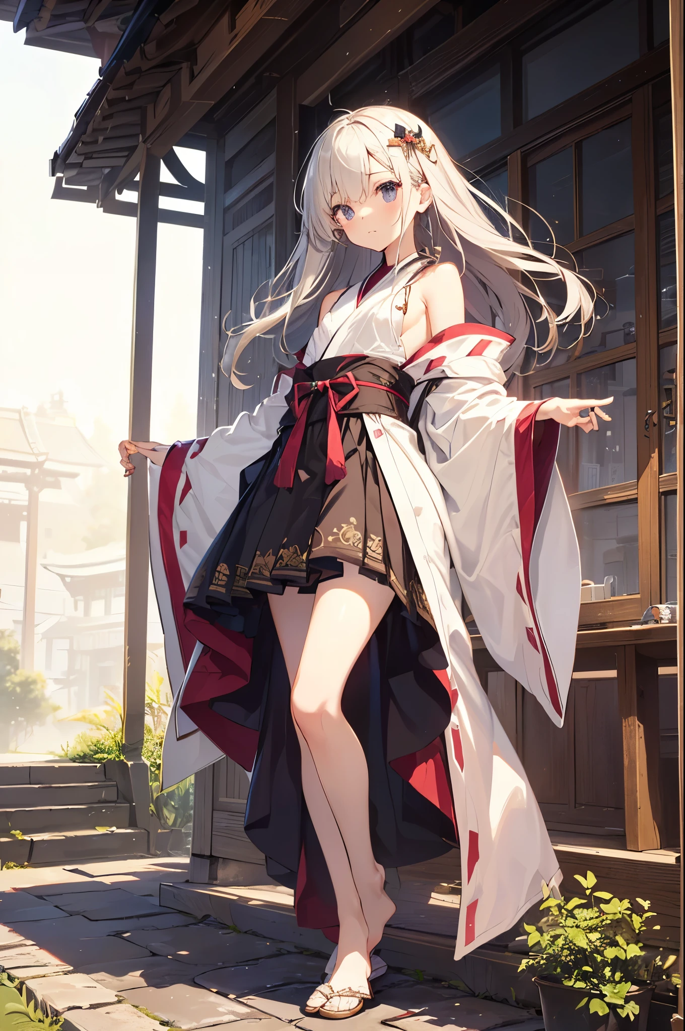 (( top quality、 complete anatomy)), girl 、((( One Japanese person、Petiteな girl 、ren、Young、 flat chest、 brownish white hair 、 hair that reaches the shoulders 、 small chest 、 girl 、 is short、Petite、flat breast,jumping,Very small stature、Young girl 、 Fantasy Outfits 、 Wizard's Robe、Thin Robe、small robe、extend windup skirt.Gust of wind、skirt lift,
