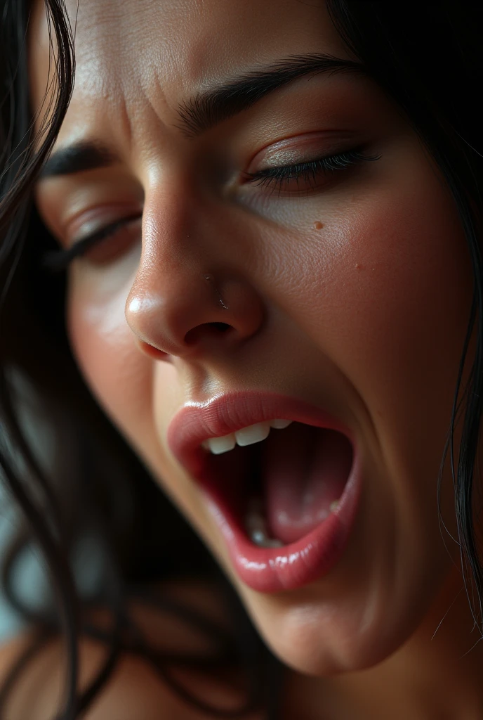 masutepiece, absurderes,award - winning photo, Extremely detailed, edgOrgasm, Woman with mouth open and eyes closed 、Sweaty skin、35 year old、face face, Examination room、