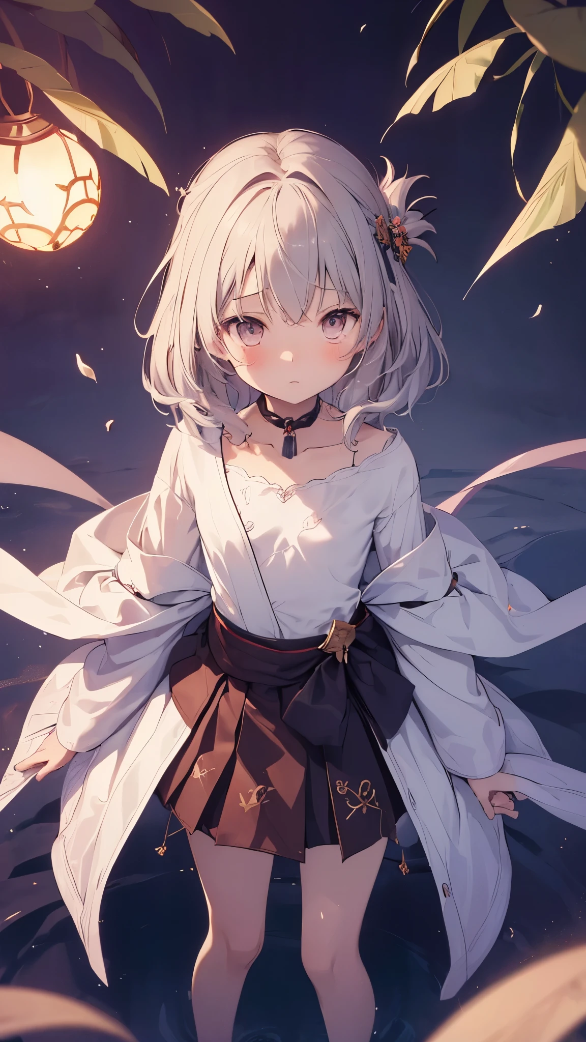 (( top quality、 complete anatomy)), girl 、((( One Japanese person、Petiteな girl 、ren、Young、 flat chest、 brownish white hair 、 hair that reaches the shoulders 、 small chest 、 girl 、 is short、Petite、flat breast,jumping,Very small stature、Young girl 、 Fantasy Outfits 、 Wizard's Robe、Thin Robe、small robe、extend windup skirt.Gust of wind、skirt lift,