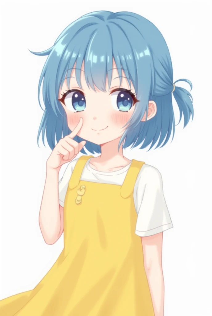 best quality, masterpiece, <lora:Rem-000009:0.9:MID>, Remchibi, phRem, 1girl, solo, swimsuit, school swimsuit, one-piece swimsuit, closed eyes, chibi, hands on own face, name tag, smile, hairclip, blue one-piece swimsuit, collarbone, closed mouth, bangs