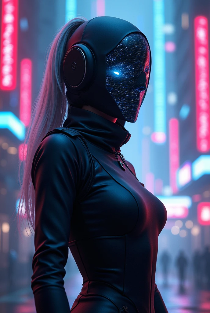 hair, futuristic mask, cyberwomen