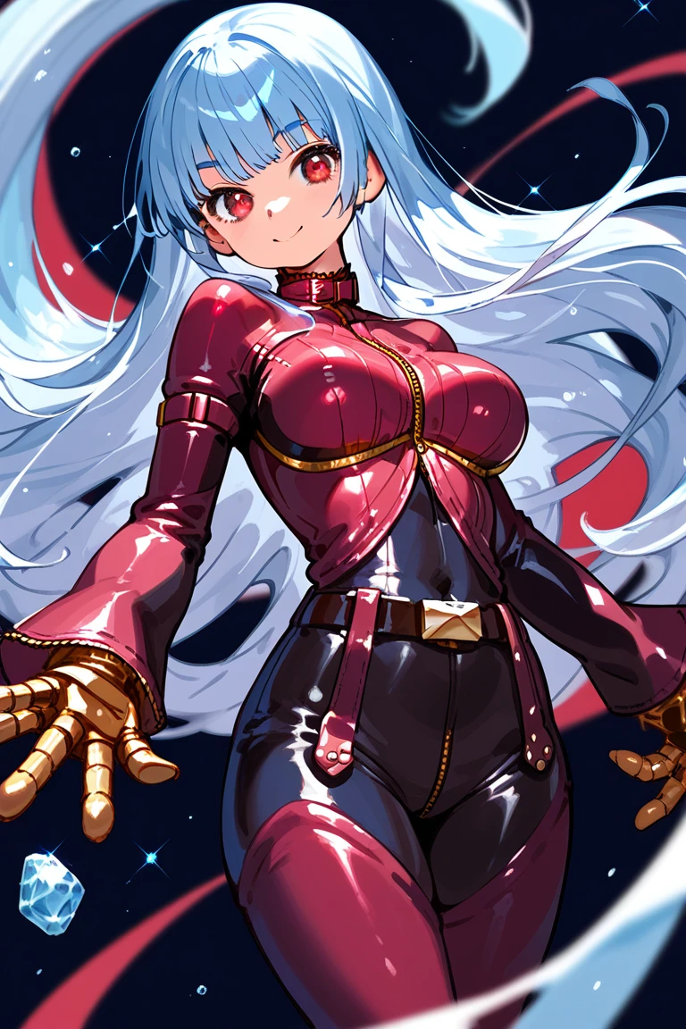 score 9, score 8 up ,  score 7 above,  questionable rating,
 detailed background ,
kula,
 wide hip,  shiny leather,
Shiny hair, 
 Anime style, Drawing out his power from Ice Dragon