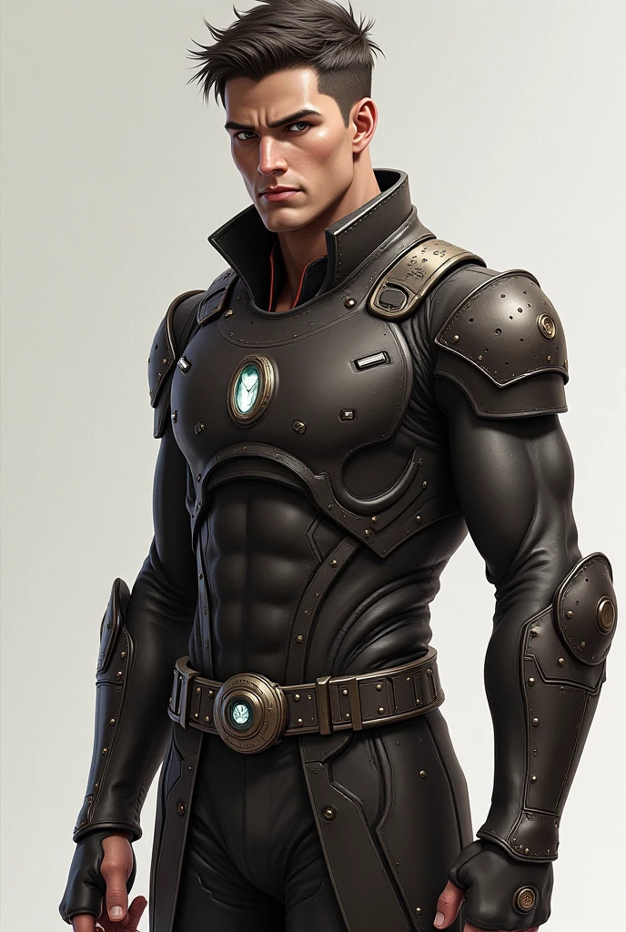 minotaur, 1boy, multiple characters, black hair, space, flacid penis, chest armor, leather briefs