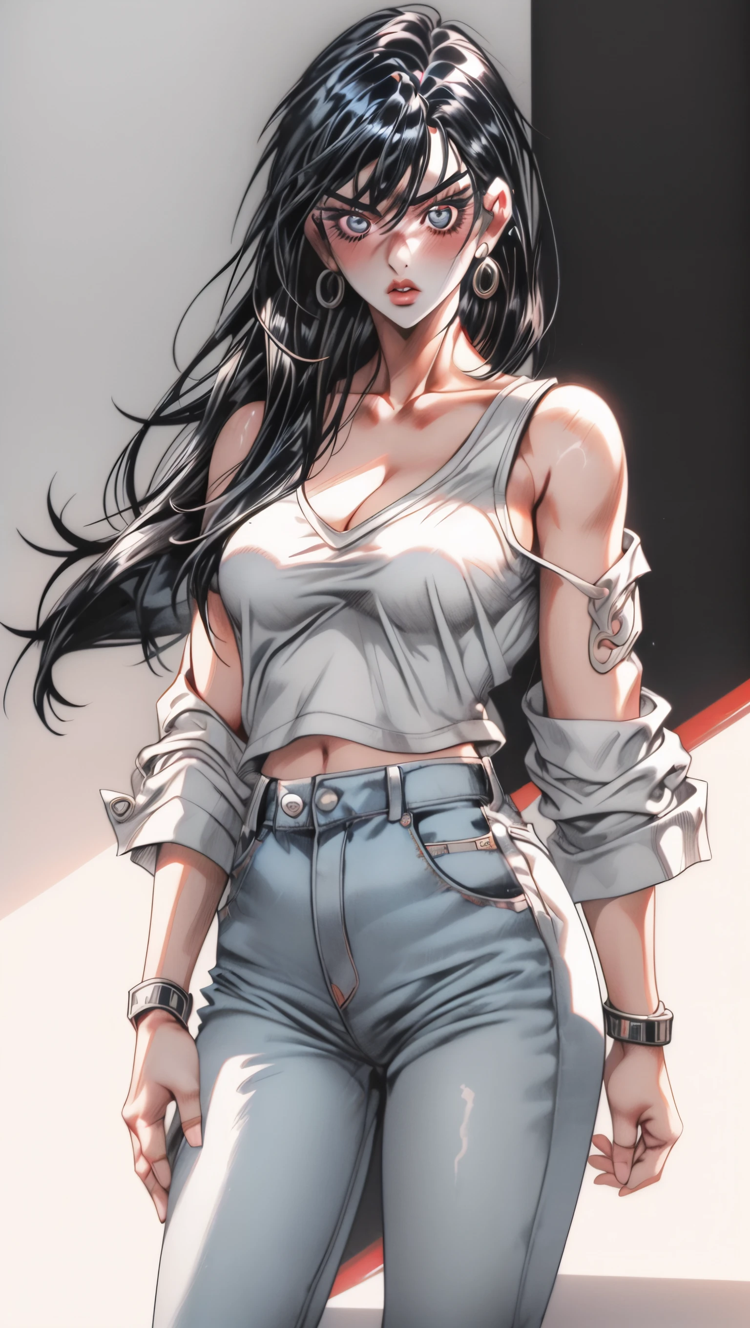 Manga comic sensual brunette girl wet white t-shirt  tabled skirt In a sensual pose touching herself  (bigboob) (Black & White) (highly detailed) (concept art) (manga) (anime) (draw) (face anime detailed) (comics)