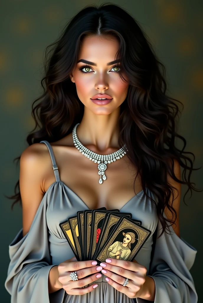 drawing pencil, morena old fashion dressed poker cards in hands