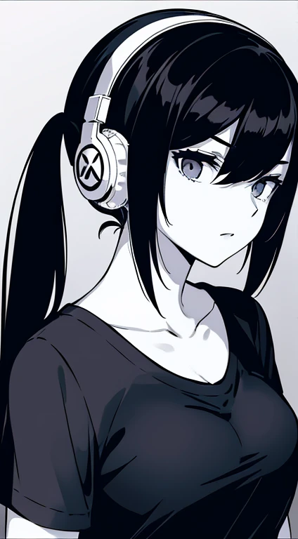 il y a une femme peau clair sans tatouage, yeux verts, cheveux noirs avec mèches violettes, casque blanc avec des cornes au dessus, qui à l'air fatigué qui utilise un ordinateur portable, joue au jeux vidéos Alena Aenami et Artgerm, oeuvre d'art dans le style de guweiz, illustration numérique d'anime, lois van rossdessine, Art numérique Ilya Kuvshinov, fille anime séduisante, artgerm de style, graphiste artgerm, numérique encré, artgasme