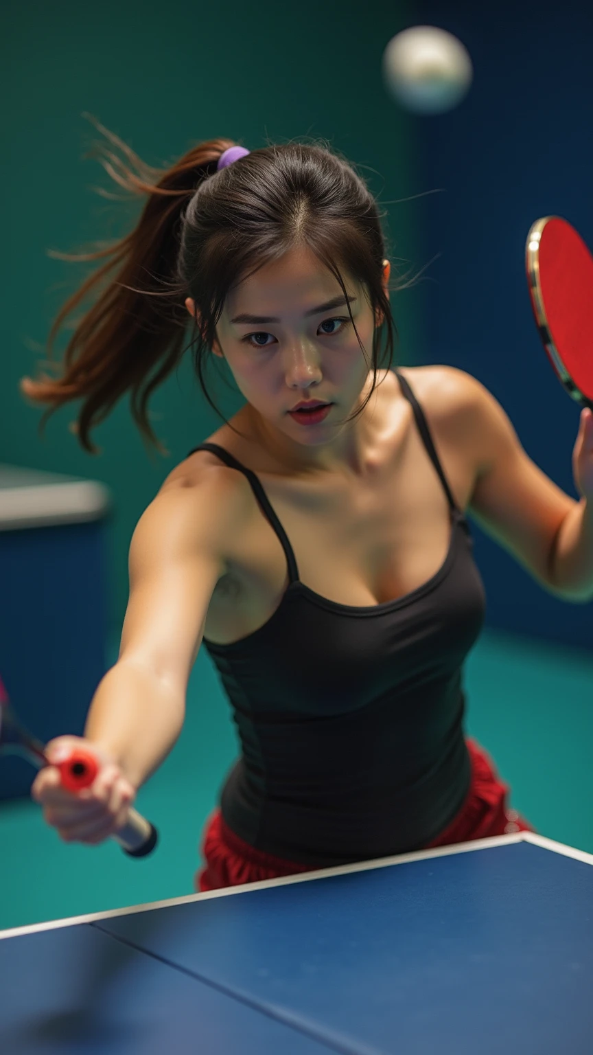 girl playing ping pong anime style