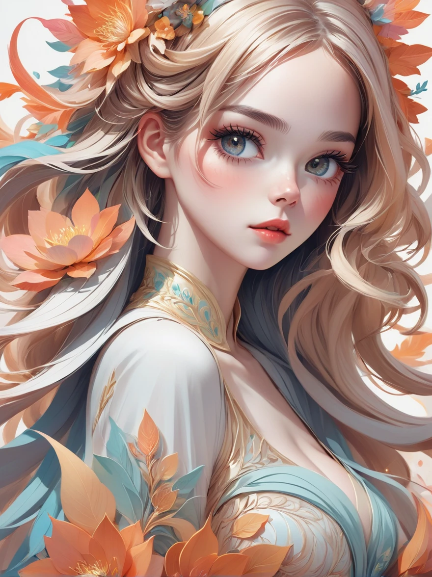 (best quality, masterpiece), 1girl, pose, particle, wind, flower, upper body, sky background, looking at the viewer, focus on the face, blonde, superior beauty, beautiful woman, celestial beauty, sunny weather, colorful flowers, spectacular scenery. --auto