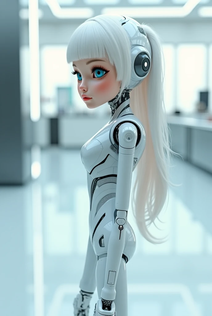 1 girl, robot supermodel, blonde hair, blue eyes, empty eyes, sitting on couch, at home, mind-controlled, hypnotized, dazed,
