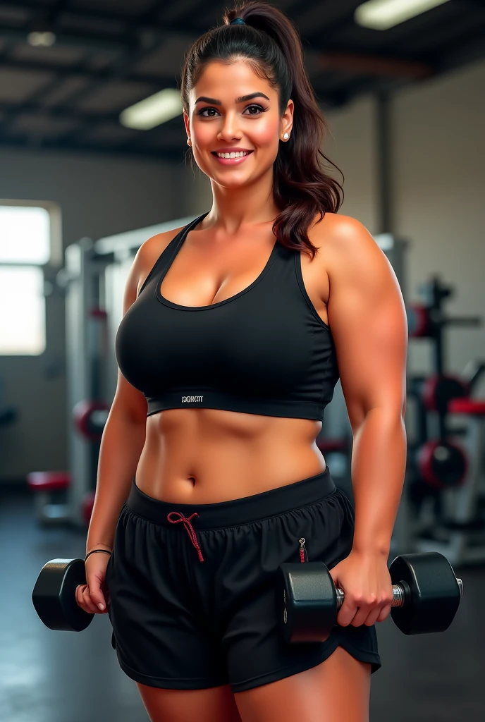 Generate a high-resolution image depicting a overweight woman in a gym, expressing a sense of demotivation as she contemplates her fitness journey. Capture the nuanced emotions in her facial expression, showcasing a mix of frustration, contemplation, and self-reflection. The gym environment should be realistically detailed, with subtle lighting that enhances the emotional tone. Emphasize the authenticity of her body, steering away from stereotypes, and portray the struggle with body image in a compassionate light. Consider incorporating elements that convey the potential for positive transformation, such as fitness equipment in the background or motivational cues. This image should evoke empathy, promoting a narrative of self-compassion and the possibility of positive change within the context of a fitness journey. Ensure the final image is in high resolution, emphasizing fine details to convey a sense of realism and depth.