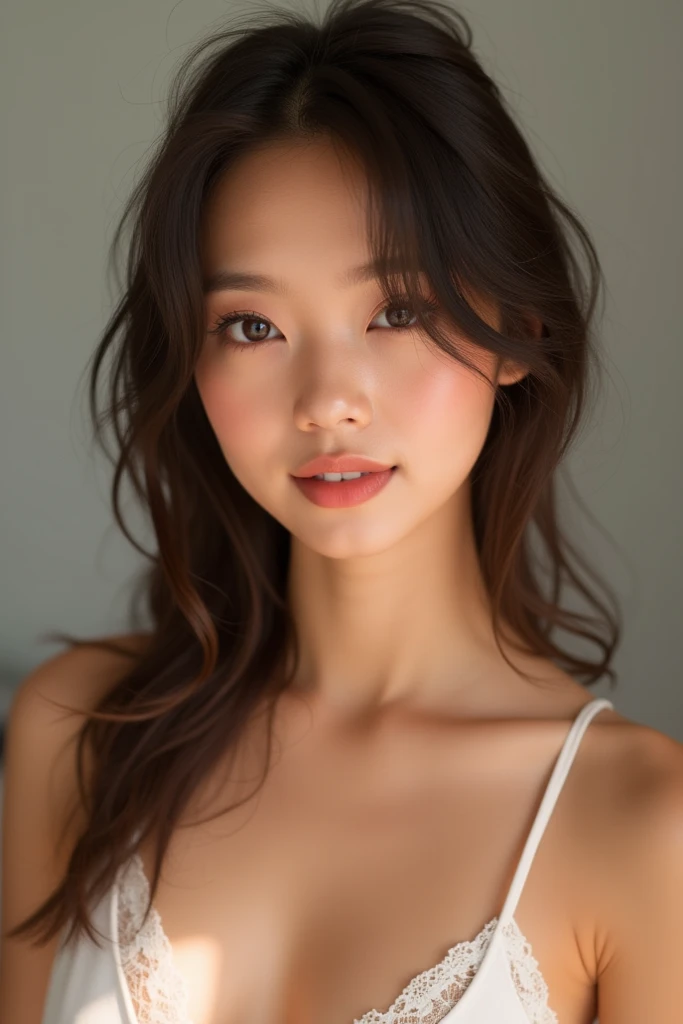 Japanese model takes selfie like a social media influencer、Webcam Photos、Photo by Felicia Simone、Filmed in Provia、hinchel、Glossy。