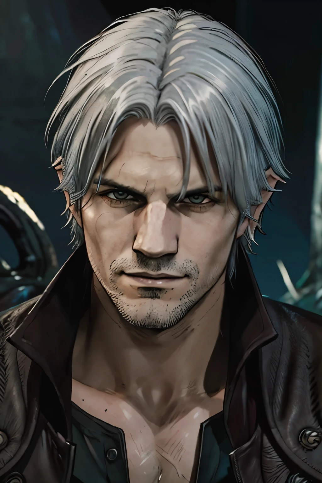 a close up of a man with white hair and a black shirt, johan liebert mixed with dante, thancred waters in style of wlop, portrait of thancred, son of sparda, thancred waters, amazing portrait of viego, nagito komaeda, v from devil may cry as an elf, dante from devil may cry 2 0 0 