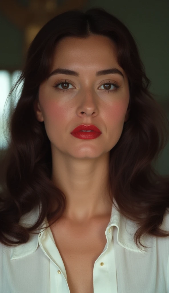 Technicolor style
In the 1950's a woman with a red lipstick and a white shirt,1girl,solo,long hair,brown hair,black hair,closed mouth,blurry,lips,makeup,lipstick,portrait,realistic,red lips , vivid color, cinematic look, film look, filmic, contrast, detailed, high quality, sharp image, film color, Kodak, Motion Picture, Film style, different color, vivid color, different people, different look, different style, 35MM Film, 16MM Film, Photographic film, artistic style, cinematic style, film granularity, film noise, image noise, artistic effect, Fujicolor, Fuji film, Analog photography, movie style, movie still, Film grain overlay, Film Grain style, Technicolor style