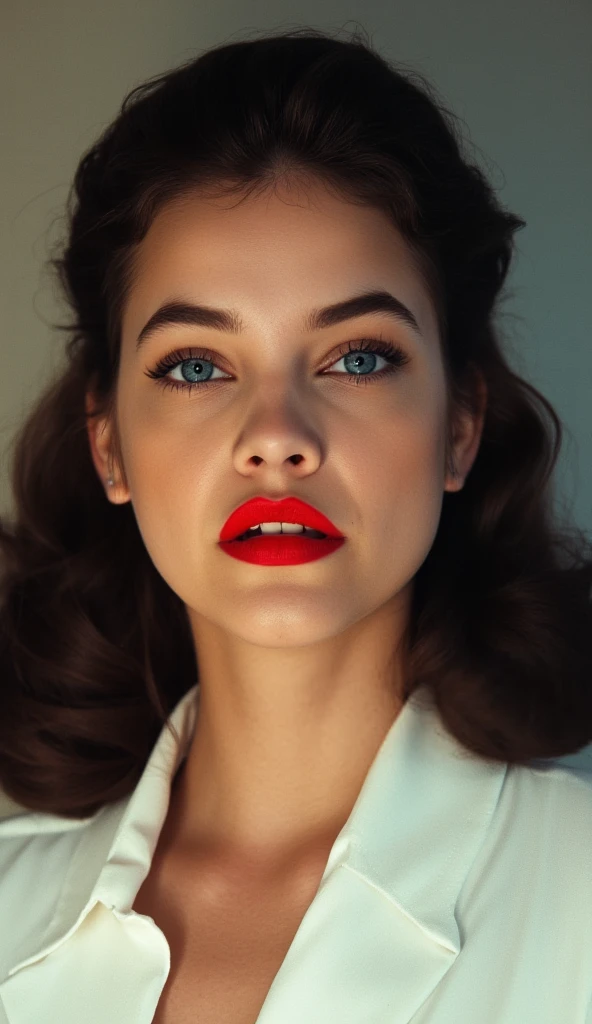 Technicolor style
In the 1950's a woman with a red lipstick and a white shirt,1girl,solo,long hair,brown hair,black hair,closed mouth,blurry,lips,makeup,lipstick,portrait,realistic,red lips , vivid color, cinematic look, film look, filmic, contrast, detailed, high quality, sharp image, film color, Kodak, Motion Picture, Film style, different color, vivid color, different people, different look, different style, 35MM Film, 16MM Film, Photographic film, artistic style, cinematic style, film granularity, film noise, image noise, artistic effect, Fujicolor, Fuji film, Analog photography, movie style, movie still, Film grain overlay, Film Grain style, Technicolor style