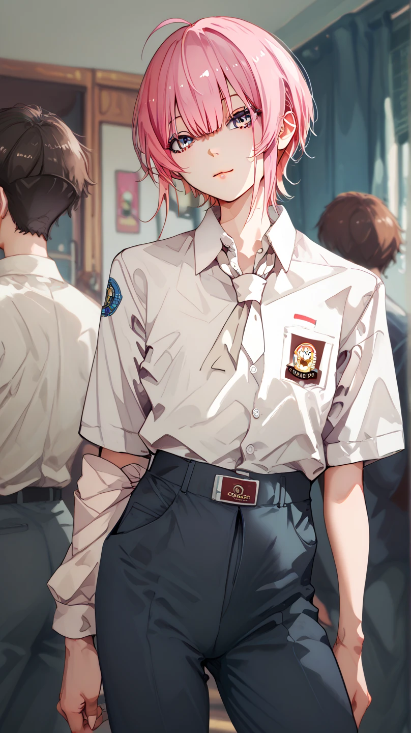 Hanako-kun, boy, Indonesian high school uniform, flat chest, long uniform pants