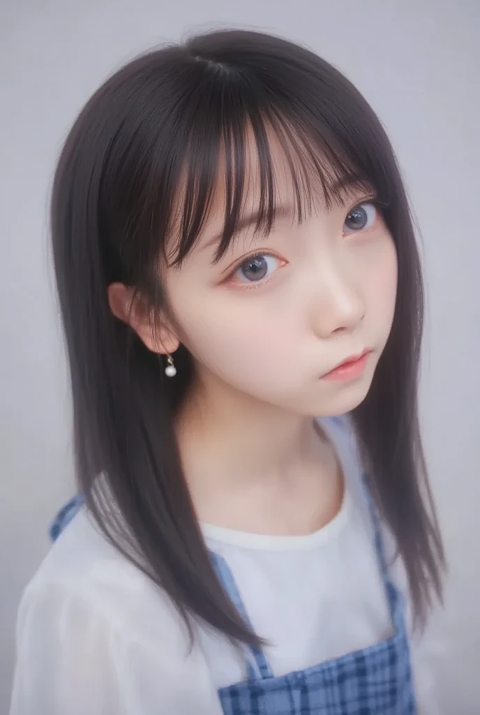 Female university student。With bangs。Black Hair。cute image。A little bit more grown-up。