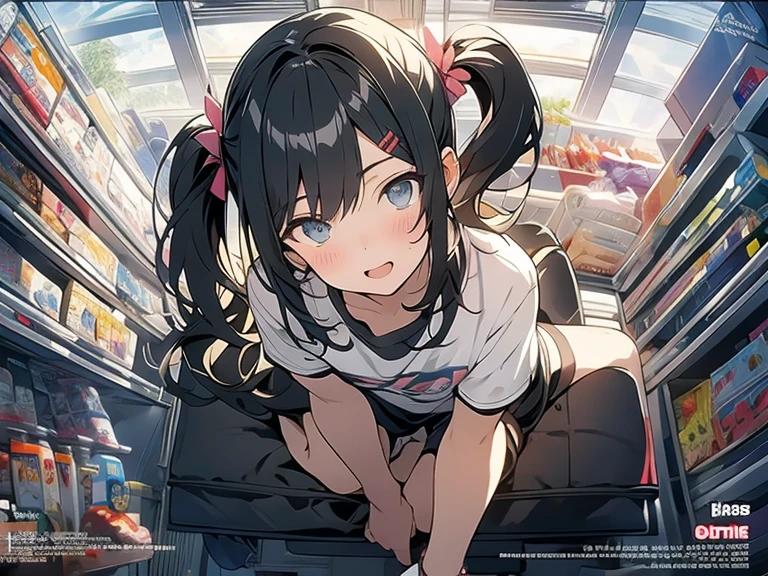 anime girl sitting in a shopping cart with her legs crossed, anime moe artstyle, the anime girl is crouching, anime visual of a cute girl, gapmoe yandere, shikamimi, guweiz, seductive anime girl, nagatoro, marin kitagawa fanart, beautiful anime girl squatting, ecchi, rei hiroe, small curvy loli