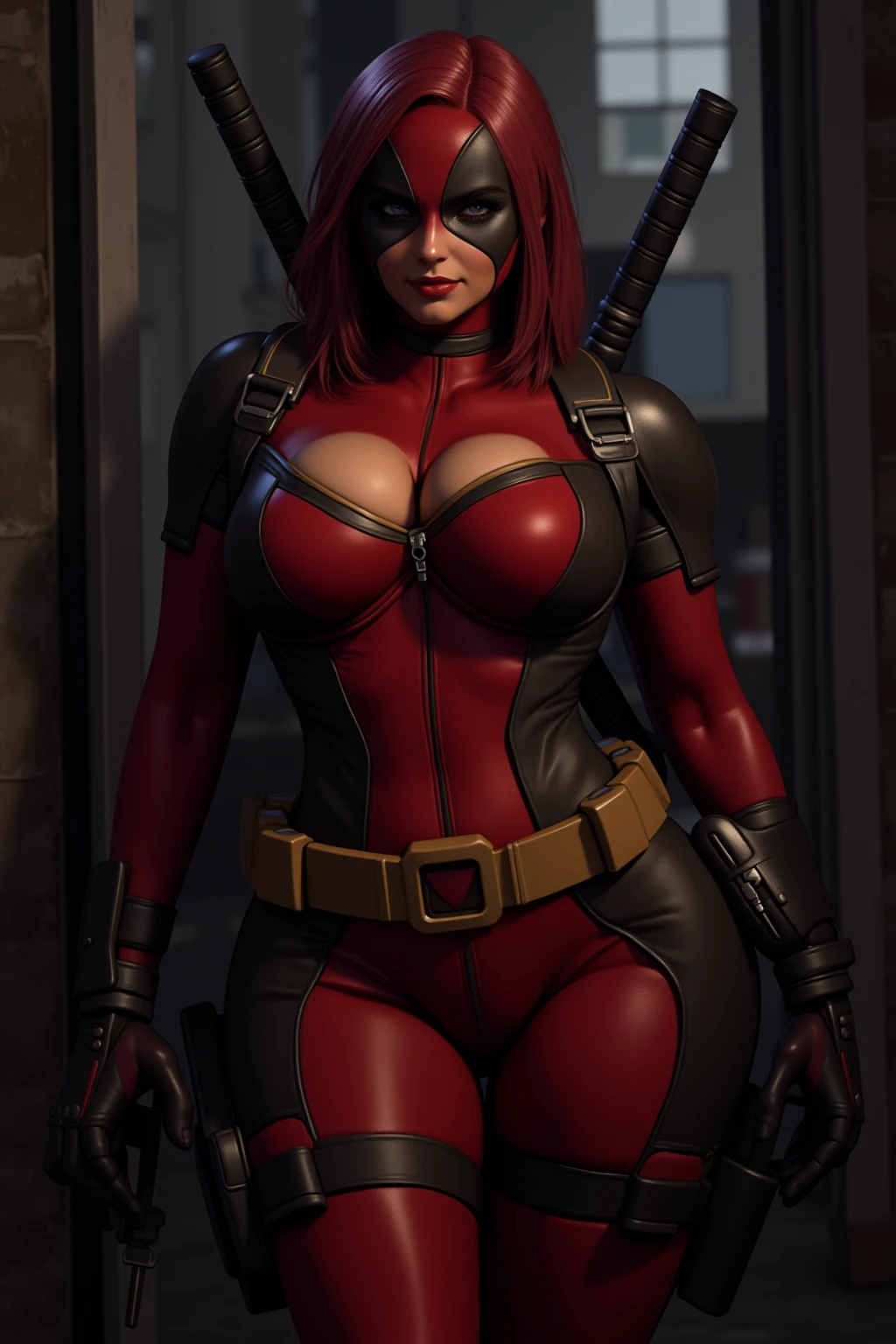  Lady Deadpool ,  wide hips , thick legs, Hot Tee ,  sexy, Seduce,  Medium Firm Breasts, 