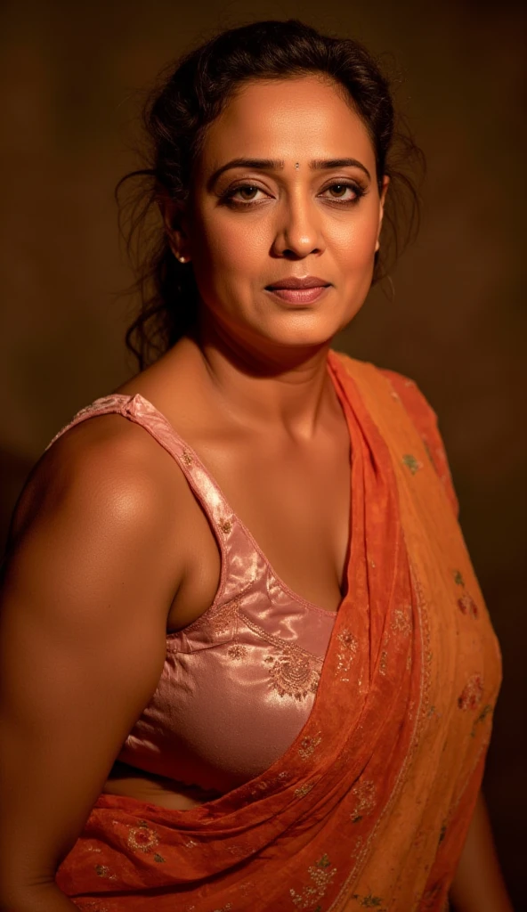 A photo of a mature indian woman, completely naked, toned mature body, abs visible, aged 50, (face portrait:1.5), full body shot, top quality editorial photograph, skin texture, skin pores, fair milky skin, high quality skin, top quality photography, professional photography, professional retouching, insane detailing, warm moody tones, highly detailed stubble armpits, skin pores, visible veins, skin texture, freckles 0.2,toned body, big boobs, deep navel, toned belly, natural imperfections, tattoos in arm,detailed stubble armpits, insanely detailed skin texture,rough mature skin, visible pores, fine lines, deep navel, sexy mature loose skin