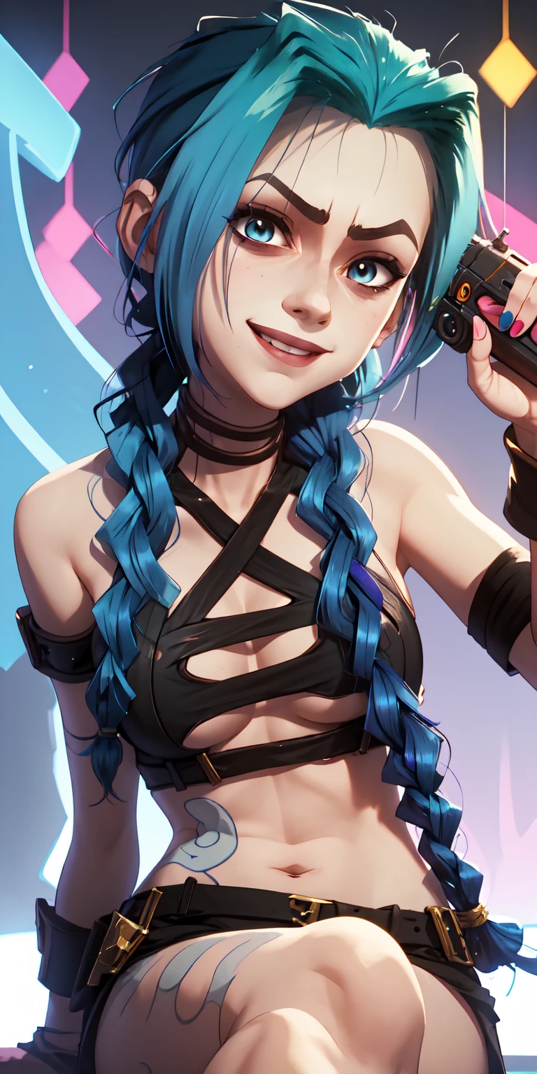 jinxlol, sexy, dynamic pose, dslr, 4k, 8k, textured skin, background