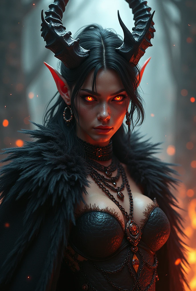 She has the body of a woman and the head of a lioness, but her fur is black as night and her eyes are red as blood. She wears a dark cloak over her shoulders and a silver necklace with an ankh pendant around her neck. Her fangs are long and sharp, and she can drain the life force of her victims with a bite. She is feared and revered by the undead, who call her the Queen of the Night. She is also a master of fire magic, and can conjure flames from her hands or mouth. She is loyal to Ra, the sun god, but only ventures out in the darkness, avoiding his light.
