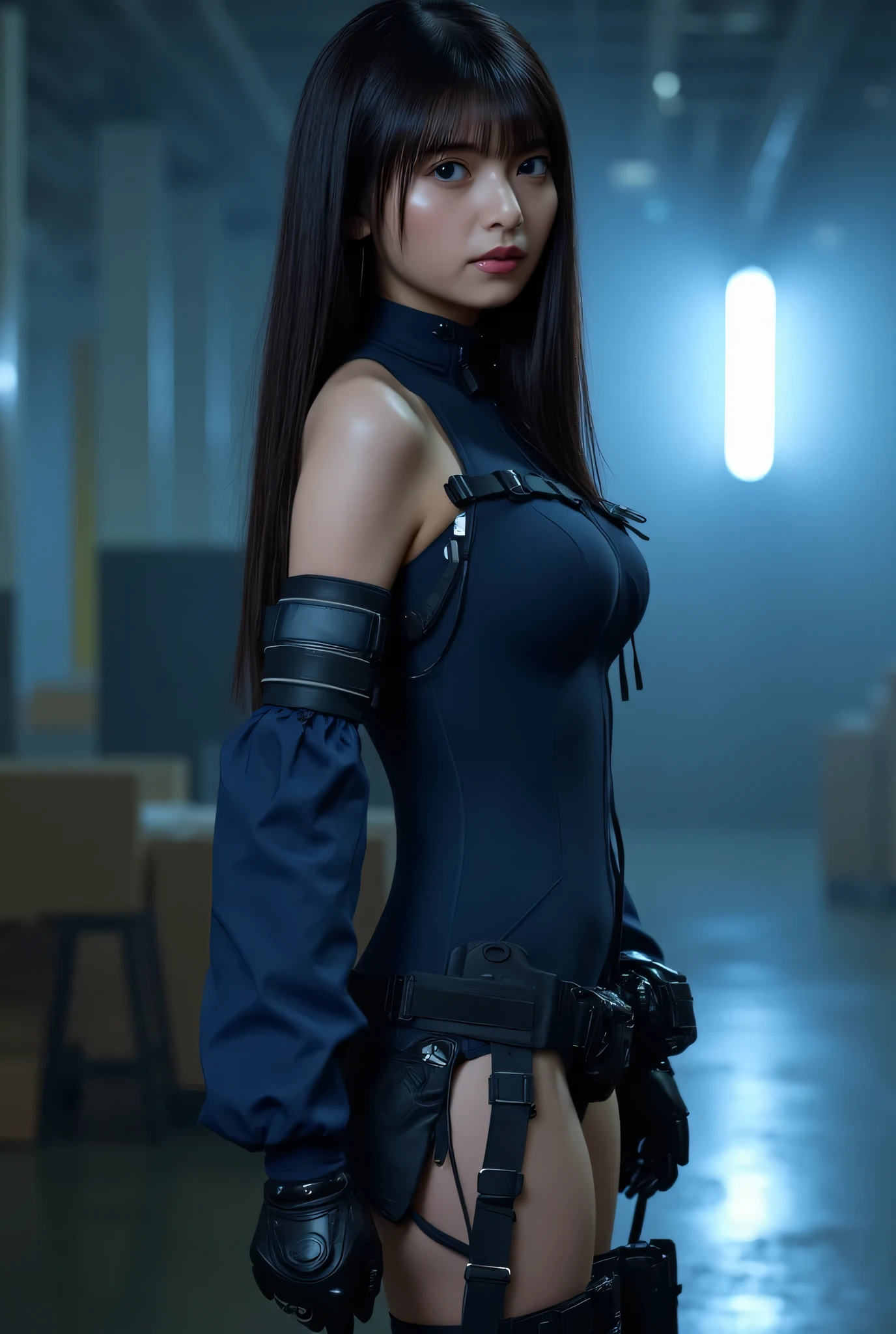 3D, A beautiful cyberpunk female image,battledress,hdr(HighDynamicRange),Ray traching,NVIDIA RTX,Hyper-Resolution,Unreal 5,Subsurface scattering、PBR Texture、post-proces、Anisotropy Filtering、depth of fields、maximum definition and sharpness、Many-Layer Textures、Albedo e mapas Speculares、Surface coloring、Accurate simulation octane rendering of light-material interactions、Two-colored light、largeaperture、Low ISO、White balance、the rule of thirds、8K raw data、blackstockings