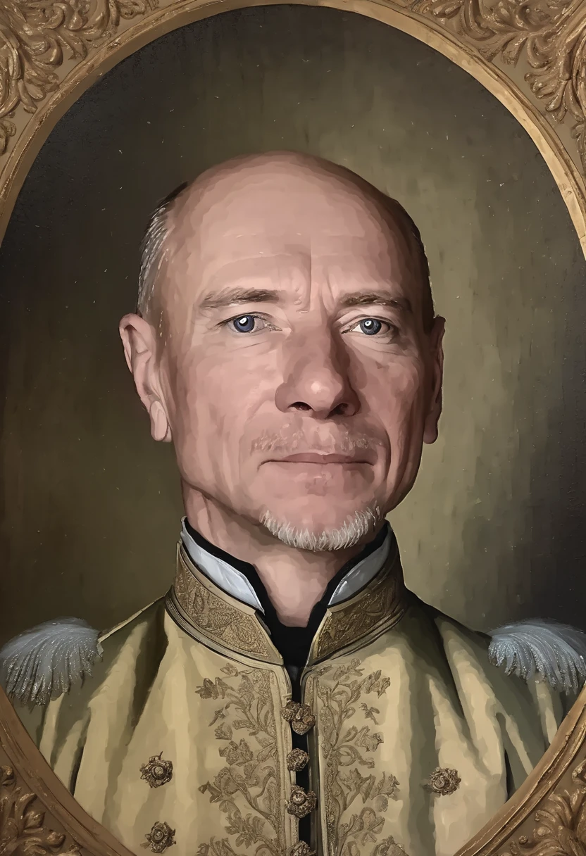 (((half-length portrait of))) @alexmd, 50 year old man in royal apartments, Oil painting baroque style