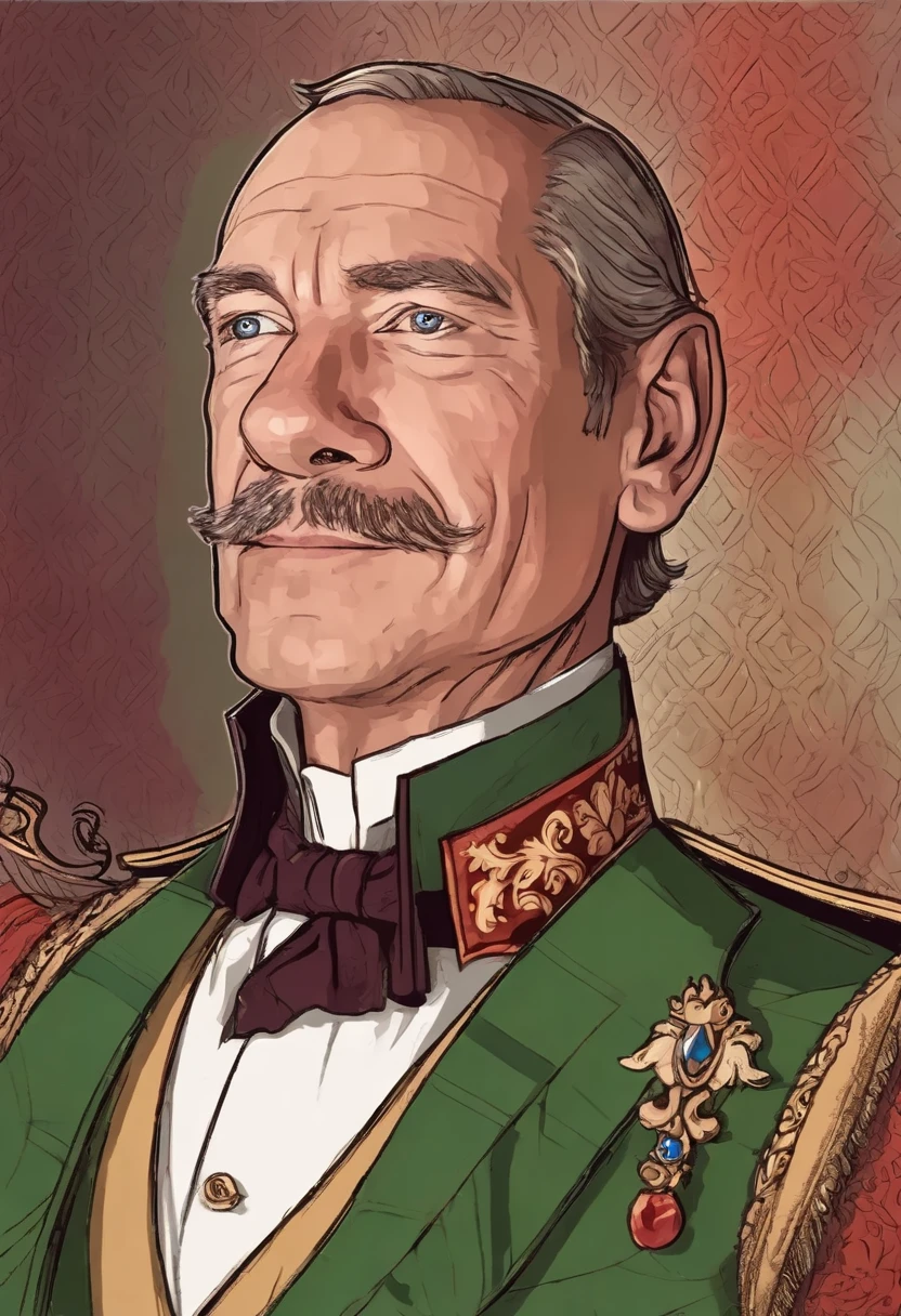 illustrate half-length portrait of @alexmd, 50 year old man in royal apartments, disney style