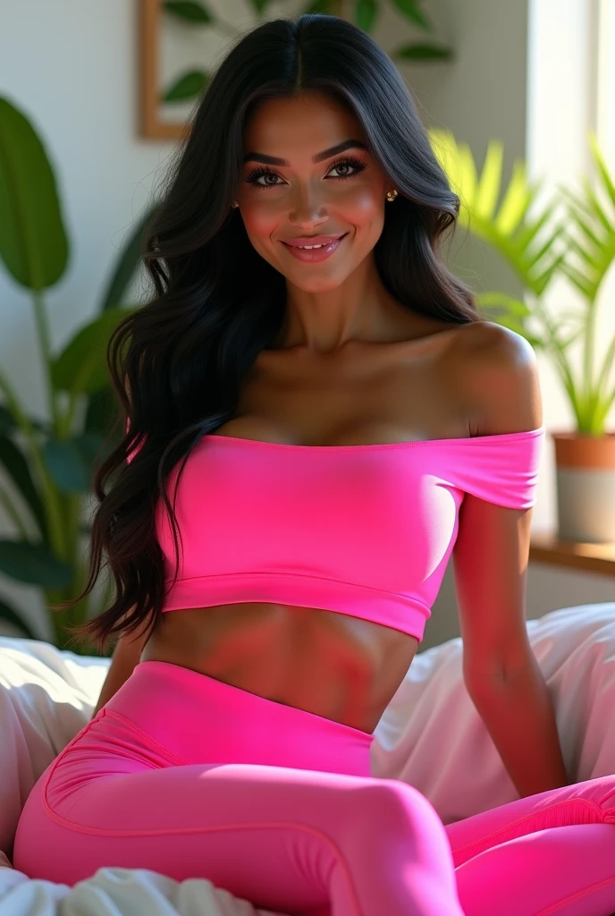 ((high quality:1.2)), work of art, (8k), extremely detailed, ((High detail:1.2)), ((best resolution:1.4)), Solo, 24 years old pretty perfect Brazilian female, ((crop top, pencil micro-skirt)),