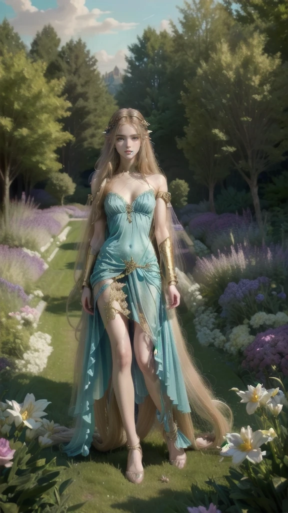 Graceful elven girl standing in meadow, Delicate face illuminated by the soft light of the setting sun. Her long, Flowing hair runs down your back, Decorated with intricate braids、Adorned with sparkling gemstones. This great photo is、、、It captures the ethereal beauty of elves. Slender figure in silk dress、Swaying in the soft steppe breeze. Attention to detail、Face that is、Face that is、Face that is、Face that is、Face that is、Face that is、Face that is、Face that is、It is evident in the intricate patterns of the dress and the subtle highlights of the luminescence. skin. The breathtaking portrayal of the elven girl is、、、、、、、、、Create an enchanting atmosphere、It invites the viewer to a magical world.