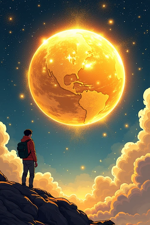 A sun sitting on a earth on chair