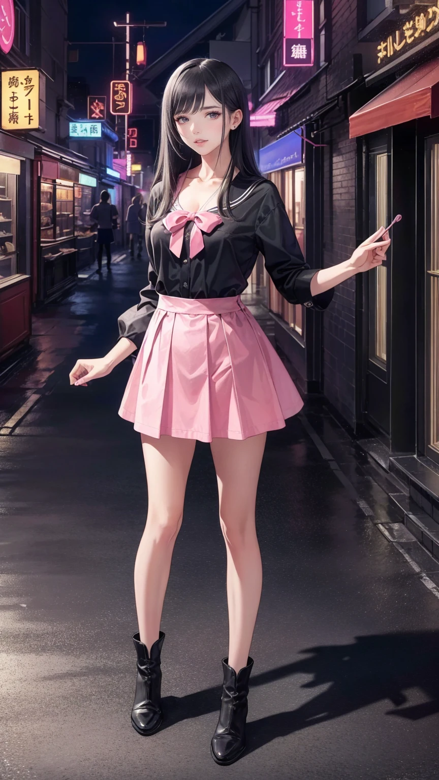 Highest quality、Elevator Girl、A short pink jacket made of shiny silk、White blouse with ribbon、Very short tight skirt、Micro Mini Skirt、A small round hat with a ribbon、Skinny、White gloves、White over-the-knee socks、Flushed Cheeks、Embarrassed look、Sit on the floor facing the front、Face straight