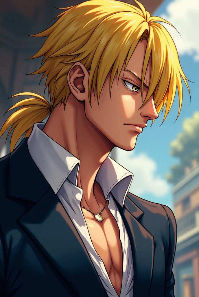 Homem corpo adulto, ((cabelo blond)), roupas Satoru gojou, fundo neon, cabelo longo, mastigando chiclete, sentado no bar, thunder, nevoa