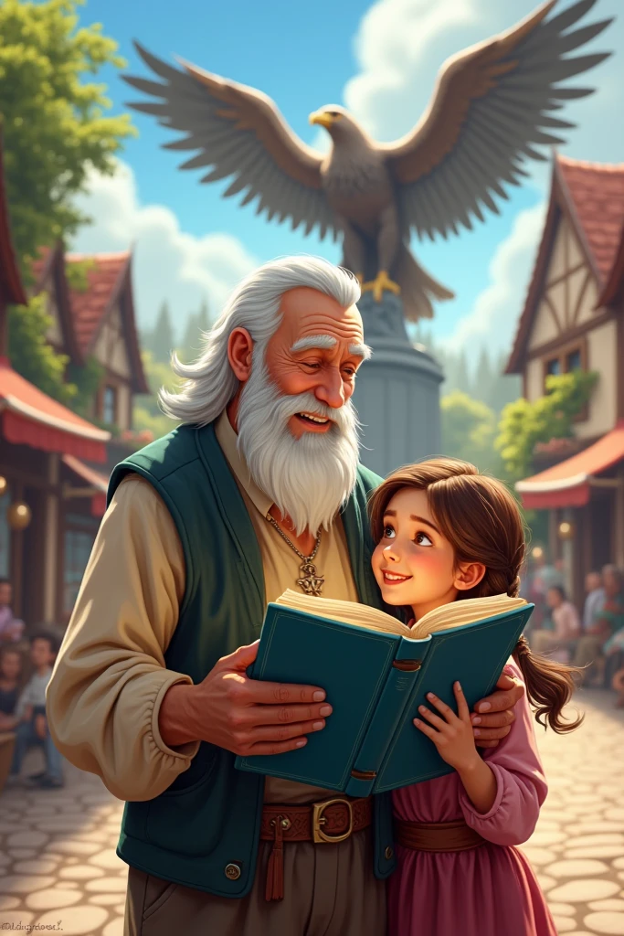 A kind dwarf reads a fairy tale to two