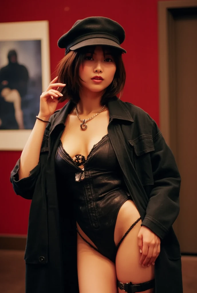 馬に跨っている:1.5, ((black hair, blunt bang)), (Black Theme), ((Wearing cowgirl costume:1.4, ten-gallon hat)), ((Off the shoulder)), (Large Breasts:1.5), Cleavage:1.5, (cowboy boots), ((choker, necklace)),Realistic, Cinema Lighting, 8k, masterpiece, Vibrant colors, Dramatic Shadows, Dynamic pose, (full body, Long Shot)