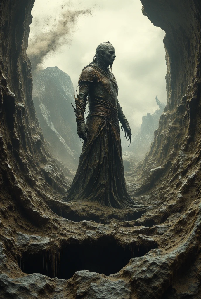 (best quality, 128k,highres,masterpiece:1.2),ultra-detailed,(realistic,photorealistic,photo-realistic:1.37), ((masterpiece)) ((photography)) ((Highest quality)) Photographic depiction of an earth mage standing confidently amidst a rocky terrain. She commands the ground, with jagged stone pillars rising around her and cracks forming beneath her feet. Her attire incorporates earthy tones and textures, resembling bark and stone. The background features a mountainous landscape with dust and debris swirling in the air, emphasizing her deep connection to the element of earth.