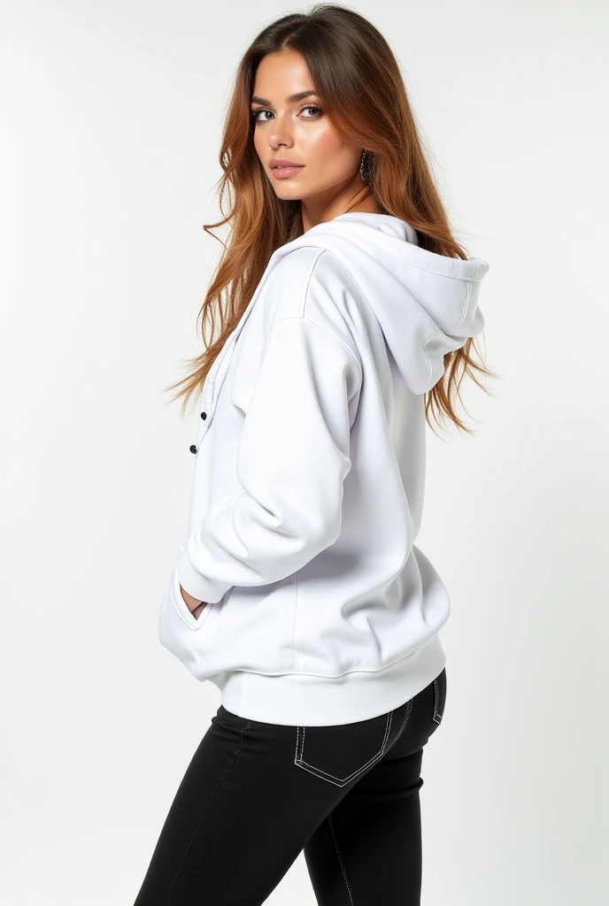 a woman wearing a white sweatshirt and shorts with a baseball cap, vestindo moletom, light cinza, designed for a cozy aesthetic!, cinza sweater, cinza, solid gray, White Sweater, superdimensionado hoodie, Roupa casual, Roupas detalhadas, superdimensionado, wearing a cinza hooded sweatshirt, Moletom cinza, moda casual, Manga compridas, Manga comprida, Julia Colina, light cinza hoodie opened