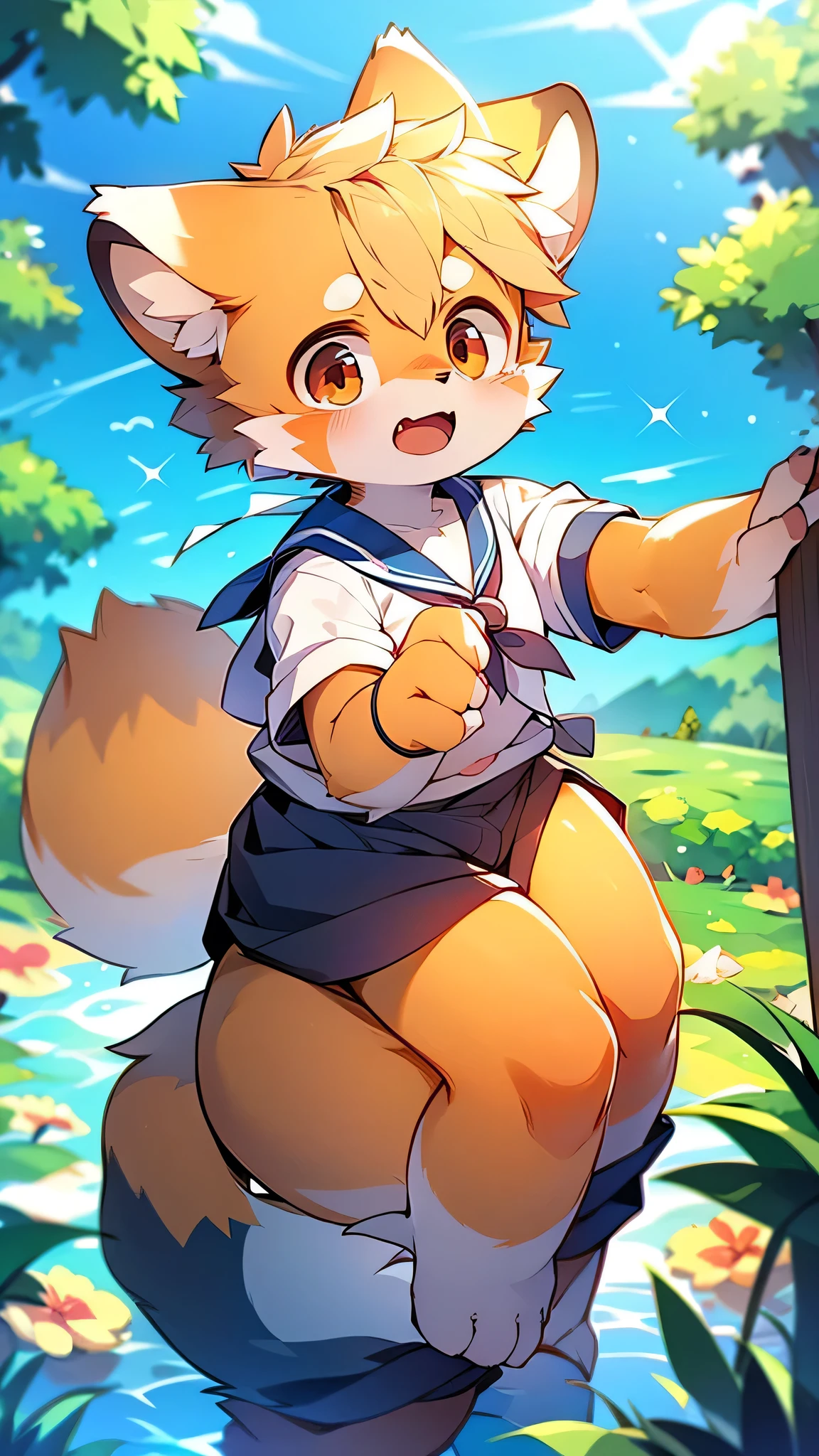Male Red Panda,Appeared in a sailor uniform!