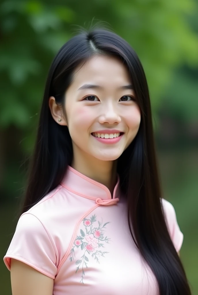 Highest quality、Blue ultra-thin, ultra-fitting, ultra-tight Ao Dai、((とても美しい12 years oldの少女、12 years old))、Keep your eyes down、Black-haired、Ultra-detailed skin、Moisturized Skin、A shy smile、Details: Ultra-realistic sheer nipples and clearly visible areola