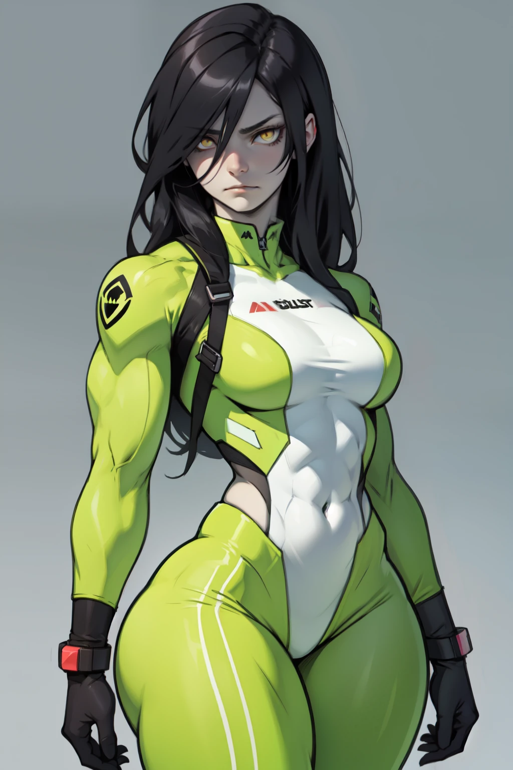 perfect female anatomy muscular girl big breasts empty eyes embarrassed black hair yellow eyes pale skin perfect female anatomy perfect female anatomy