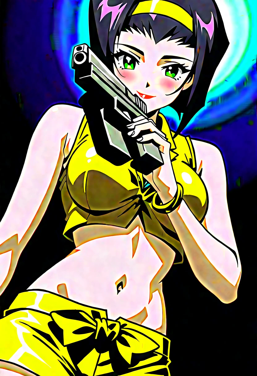 cartoon girl in a black dress with a cat tail and a yellow bow, female furry mini cute style, cat girl, attractive cat girl, comic pinup style, stylized digital illustration, cyber monkey in the scifi forest, beautiful young catgirl, inspired by Masamune Shirow, anya from spy x family, girl pinup, catgirl, yakuza slim girl