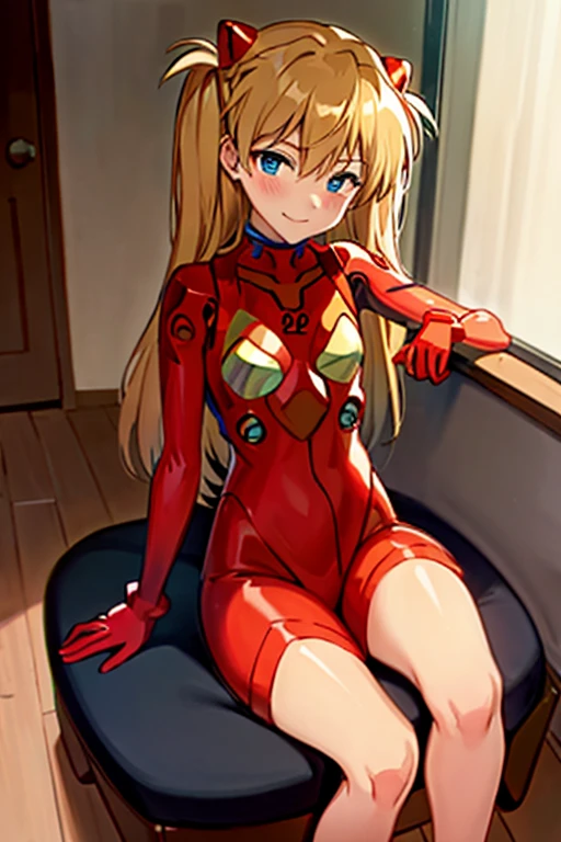 (( top quality)), ((masterpiece)), (be familiar with), perfect face, indoor, bedroom,  Watching Viewers ,
One woman,  Soryu Asuka Langley ,
開いた口,  ecstatic expression beside the piano, blush, smile,
 small tits,  flat chest, Young girl, Lori,  s,  girl,
 long hair,  two side up,
Leg spread,