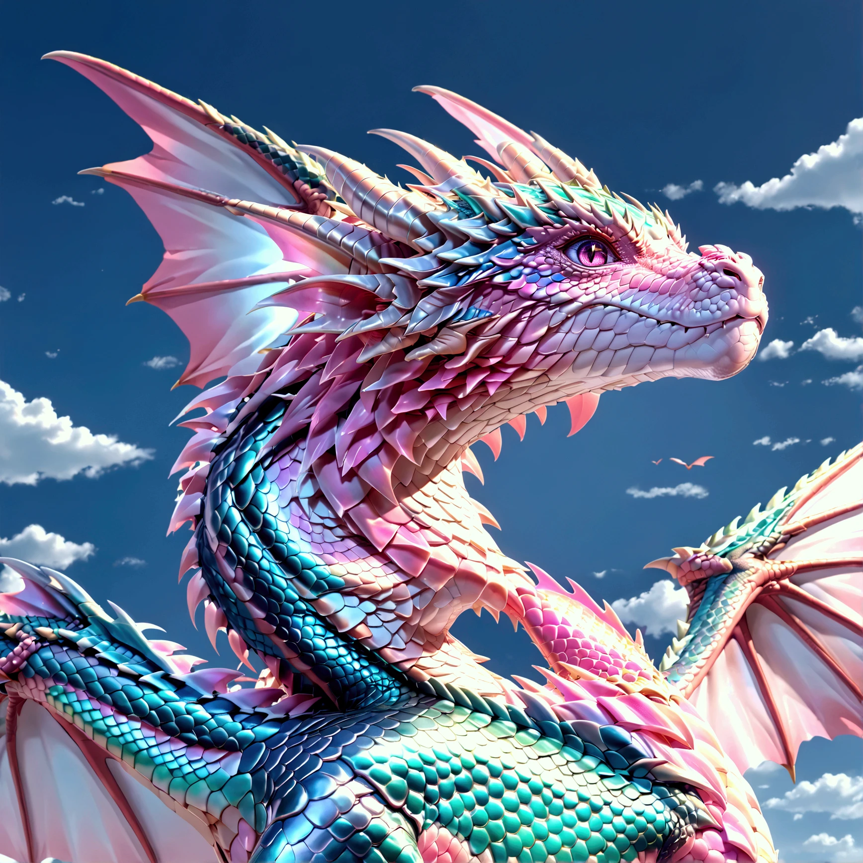 (whole body, detailed), ((Portrait of a dragon with blue butterfly wings:1.5)), photoRealistic, masterpiece: 1.2), (Highest quality, High resolution, 8K), (Realistic: 1.37), faint smoke, ultra detailed , Sharp focus, Bright Eyes, Scale and Texture, mysterious, Calm, Beautiful Landscape, Soft lighting, Vibrant colors, Rainbow and sunshine shining.16K, 超High resolution, Shining in rainbow colors、to be born,wonderful ,future、Iridescent、The world 30 years from now。