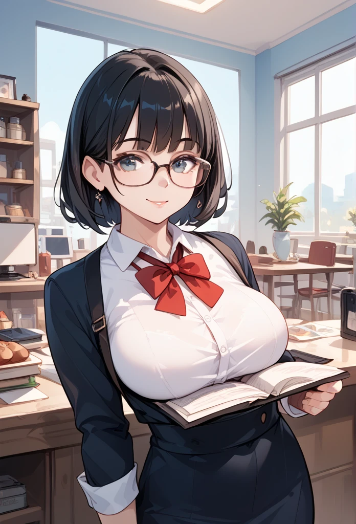 Black hair, glasses, baker,