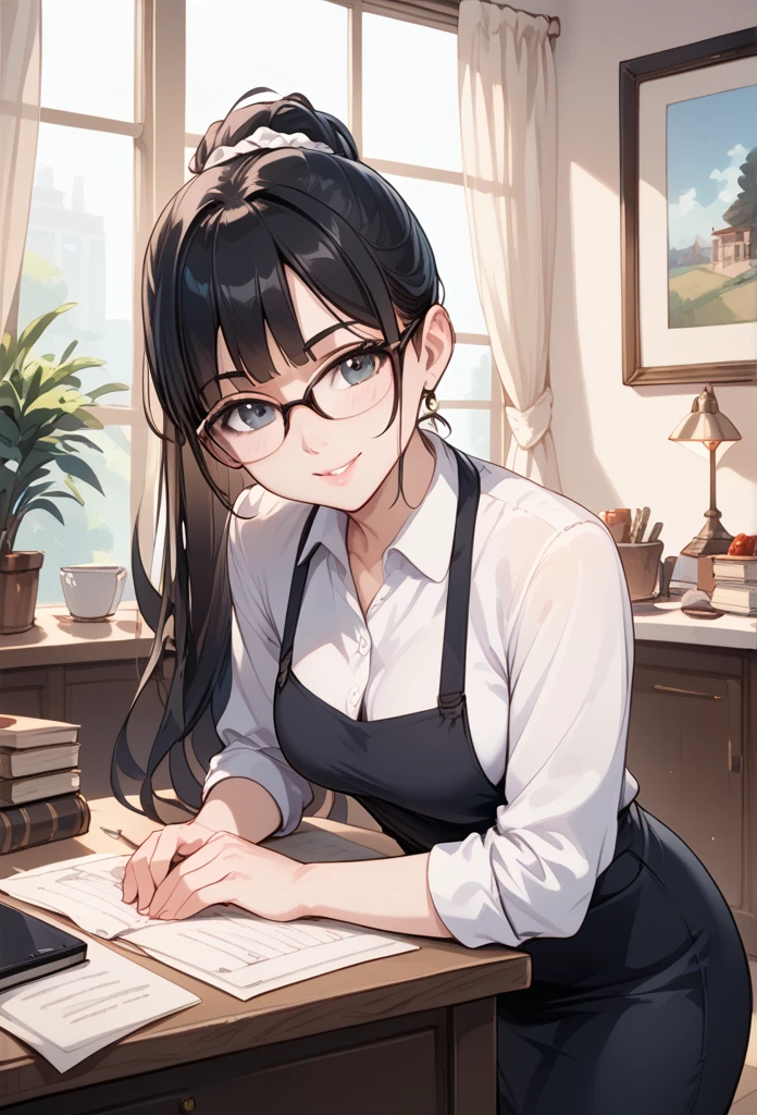 Black hair, glasses, baker,