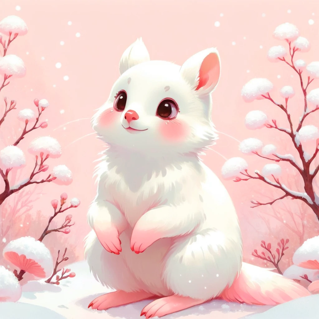 dreamy animal, Ingriido with snow-white and light-pink color palette
