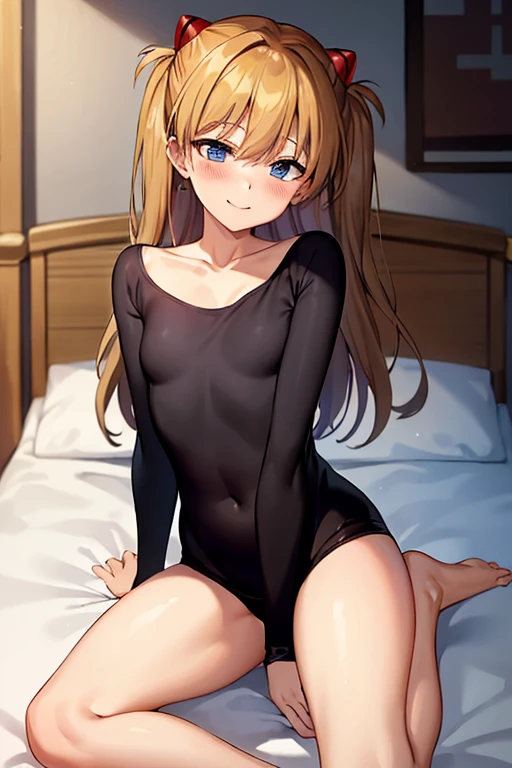 (( top quality)), ((masterpiece)), (be familiar with), perfect face, indoor, bedroom,  Watching Viewers ,
One woman,  Soryu Asuka Langley ,
開いた口,  ecstatic expression beside the piano, blush, smile,
 small tits,  flat chest, Young girl, Lori,  s,  girl,
 long hair,  two side up,
Leg spread,