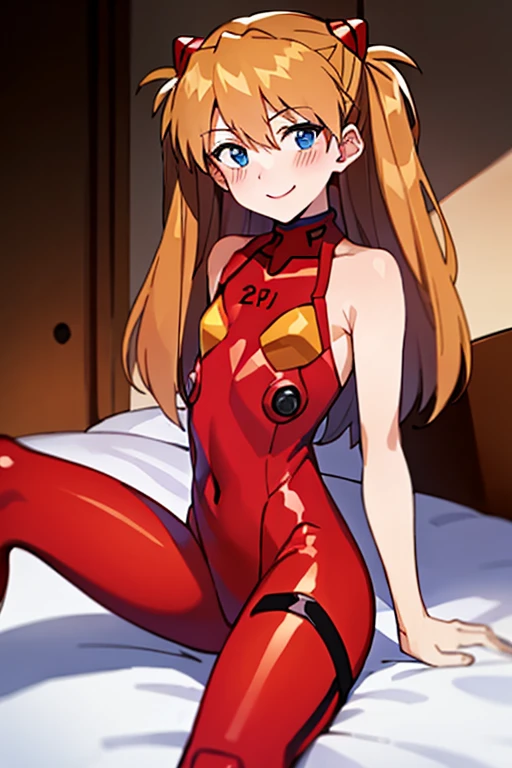 (( top quality)), ((masterpiece)), (be familiar with), perfect face, indoor, bedroom,  Watching Viewers ,
One woman,  Soryu Asuka Langley ,
開いた口,  ecstatic expression beside the piano, blush, smile,
 small tits,  flat chest, Young girl, Lori,  s,  girl,
 long hair,  two side up,
Leg spread,